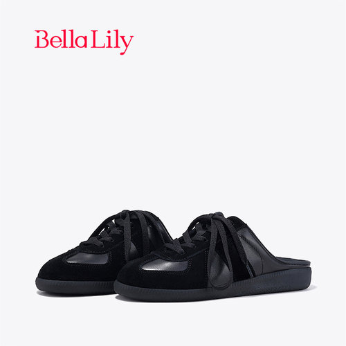 bellalily复古平底德训包头拖鞋