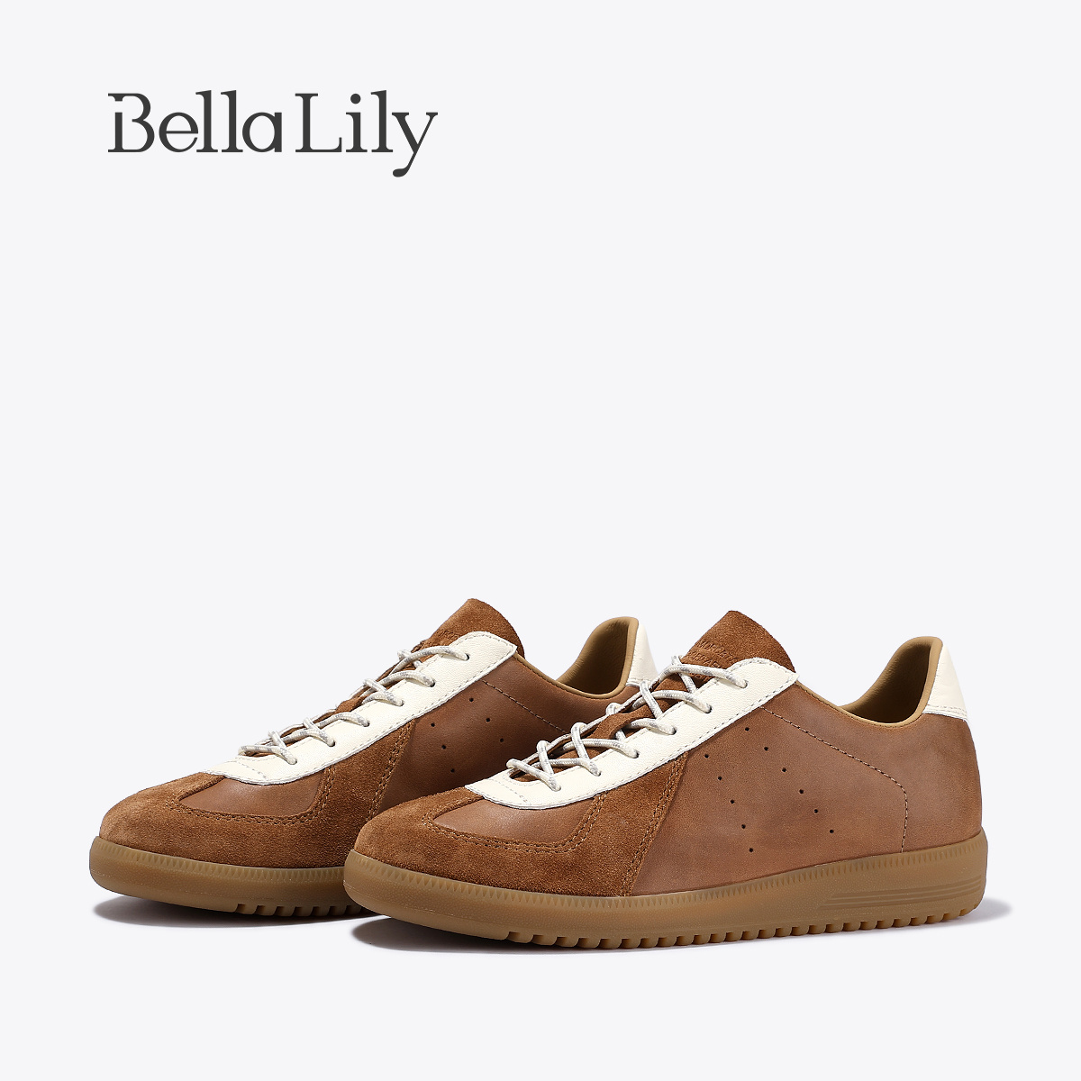 BellaLily2025秋季新款复古撞色德训鞋舒适薄底休闲板鞋韩版女鞋