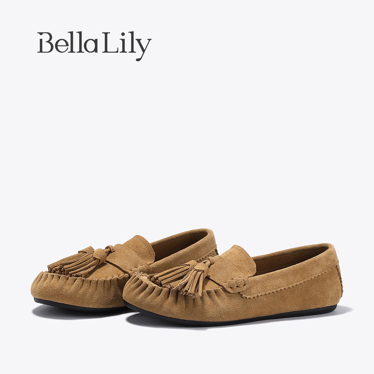 BellaLily2026春季新款小众高级牛皮单鞋女流苏乐福鞋平底豆豆鞋,女鞋,乐福鞋（豆豆鞋）,淘宝优惠券,粉丝福利购,淘宝优惠卷