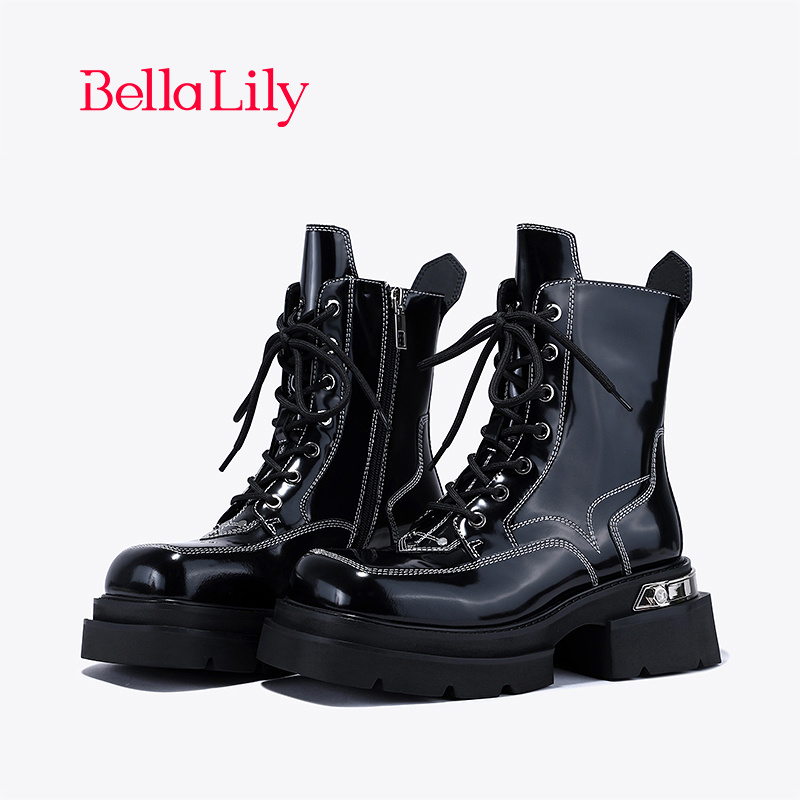 bellalily英伦厚底增高马丁靴
