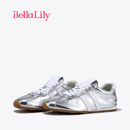 bellalily时尚平底银色德训鞋