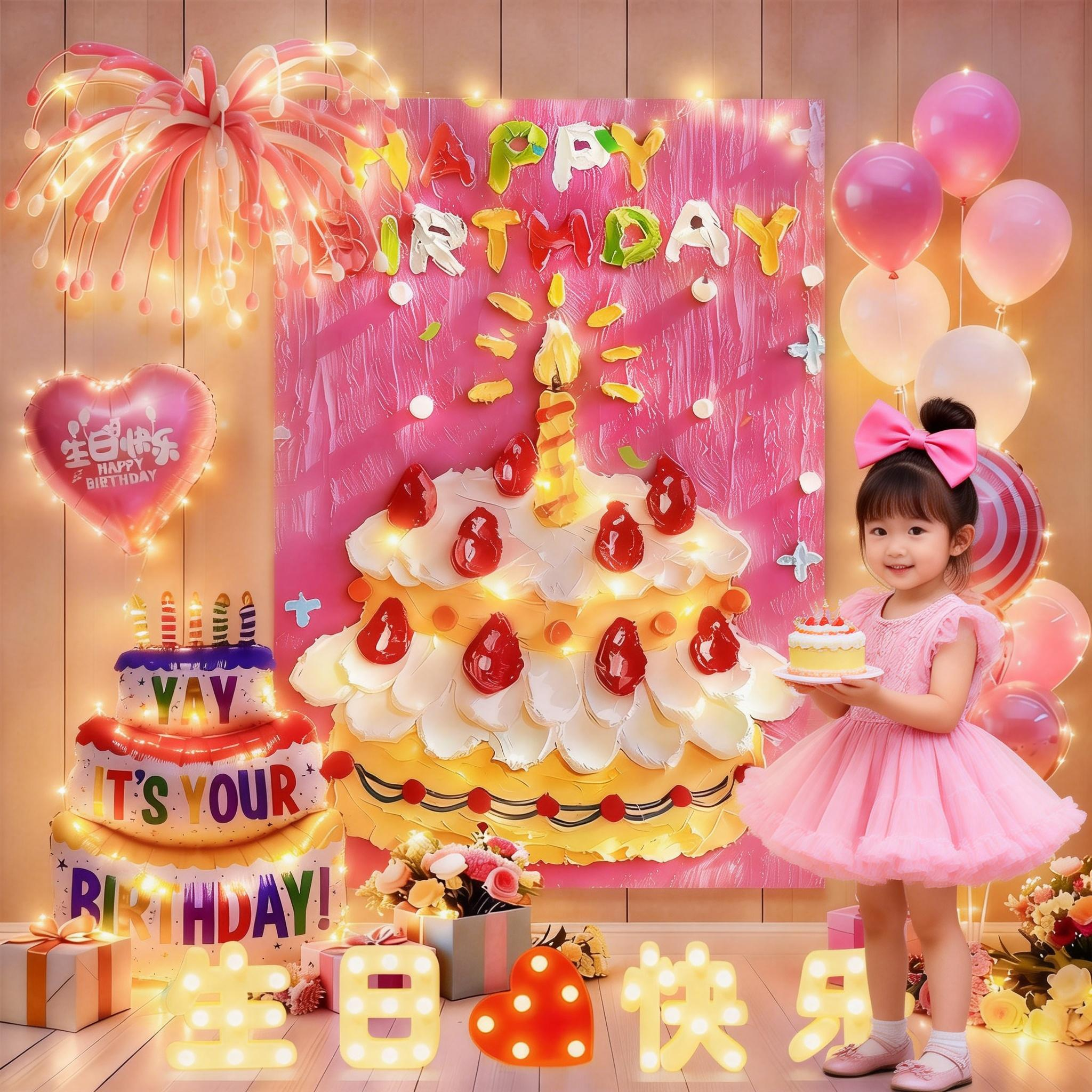 女孩宝宝周岁生日快乐派对蛋糕气球布置挂布拍照背景墙仪式感装饰,节庆用品/礼品,装扮布置套餐,淘宝优惠券,粉丝福利购,淘宝优惠卷
