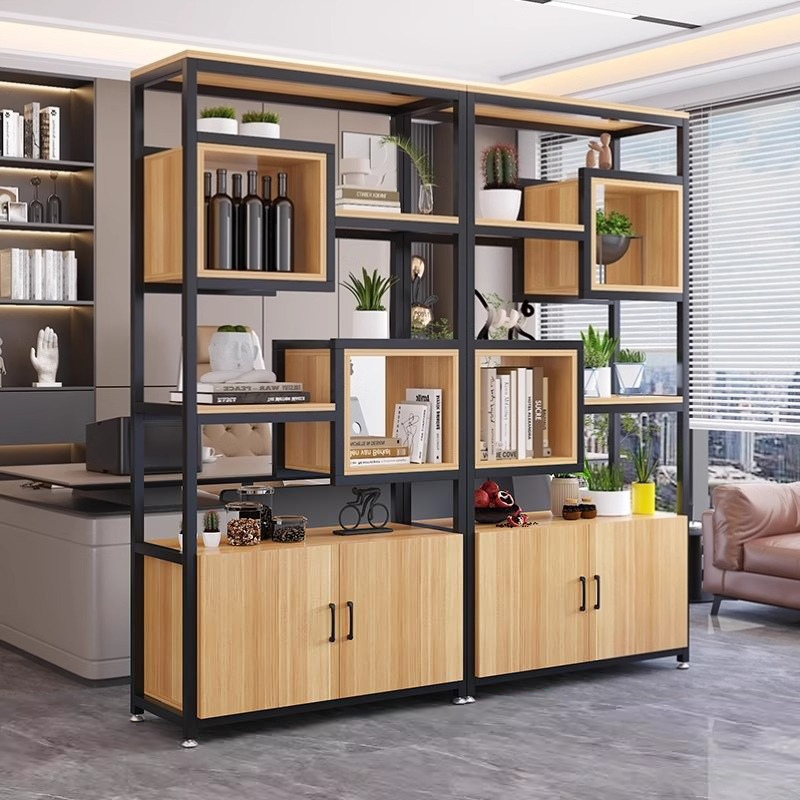 办公室屏风隔断置物架客厅铁艺落地书架多层展示收纳架陈列柜组合