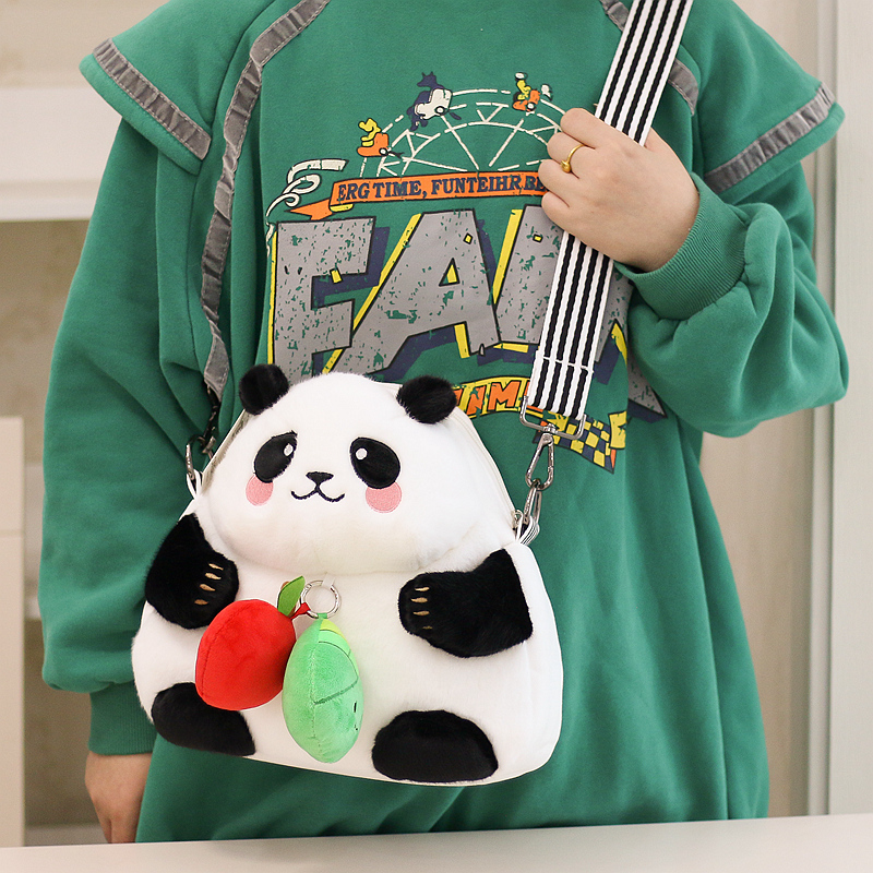 dmsky哆萌花花熊猫斜挎包单肩包