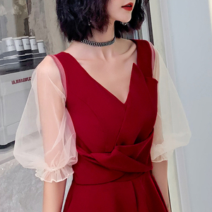 新娘2021新款夏季仙气红色气质裙