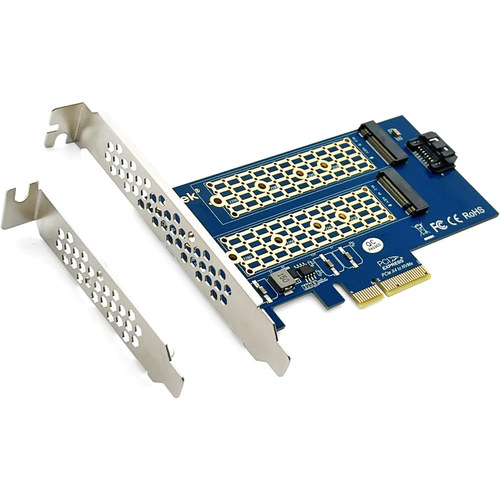 PCIe 3.0 x4转双M.2转接卡 支持NVMe/SATA双协议 台式机扩展硬盘