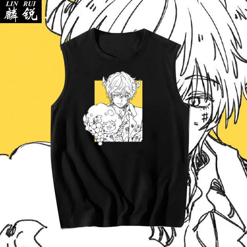 全职猎人动漫周边联名奇犽小杰西索同款无袖t恤衫男士纯棉背心夏