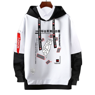 2022年环台军演纪念服中国台湾爱国拼接连帽卫衣男女学生外套帽衫