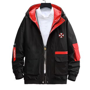 生化危机Biohazard浣熊保护伞连帽夹克薄款男女加绒外套帽衫衣服