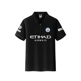 24-25赛季曼城队哈兰德德布劳内足球衣服polo衫男女翻带领短袖t恤