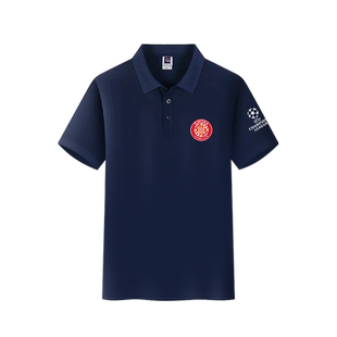 23-24赫罗纳队首进欧冠纪念吉罗纳足球迷polo衫男女翻带领短袖t恤