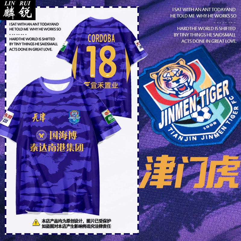 2026天津津门虎队服泰达足球衣服速干短袖t恤衫男女球迷冰丝半袖