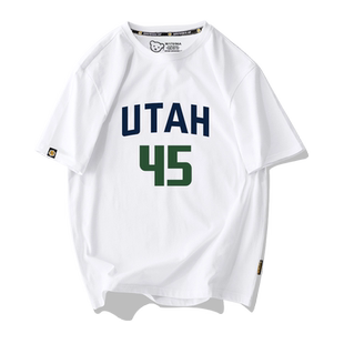 爵士队服米切尔克拉克森篮球迷服短袖T恤衫男女新纯棉半袖球衣服