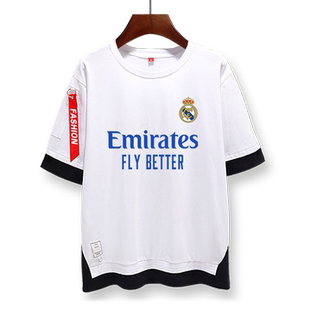 新赛季皇马主场队服本泽马足球衣服短袖T恤衫男女半袖学生球迷服