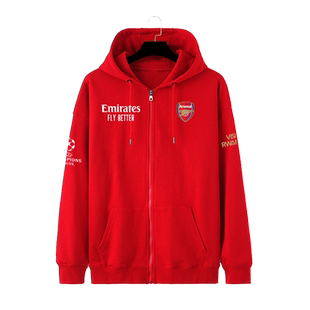 23-24赛季阿森纳队赖斯热苏斯足球衣服开衫卫衣男女拉链连帽外套