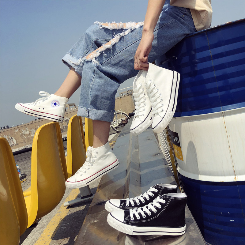 High canvas shoes Korean Edition ulzzang student Harajuku Cloth shoes 2019 new pattern Versatile Flat bottom White shoesin the Women's Shoes, Canvas shoes  category - from Buy2taobao.com to provide professional Taobao agent buy service