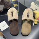 蝶澳~时尚雪地靴翻边毛口棉鞋防寒加绒加厚2025冬季反绒皮A7883