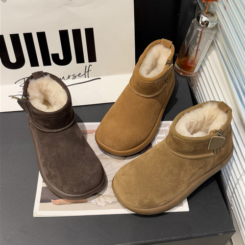 IG~勃肯鞋毛绒雪地靴女2025冬加绒加厚保暖厚底短筒棉鞋G79-186B