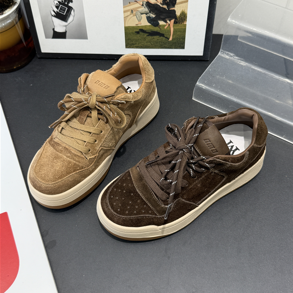 宥密~青春款2025秋季时尚个性真皮百搭系带休闲厚底板鞋9810-21