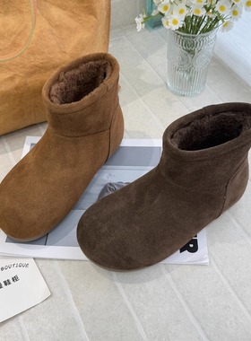TATAFOCUS~短筒雪地靴厚底4厘米加绒加厚反绒皮短靴2025冬季89-32