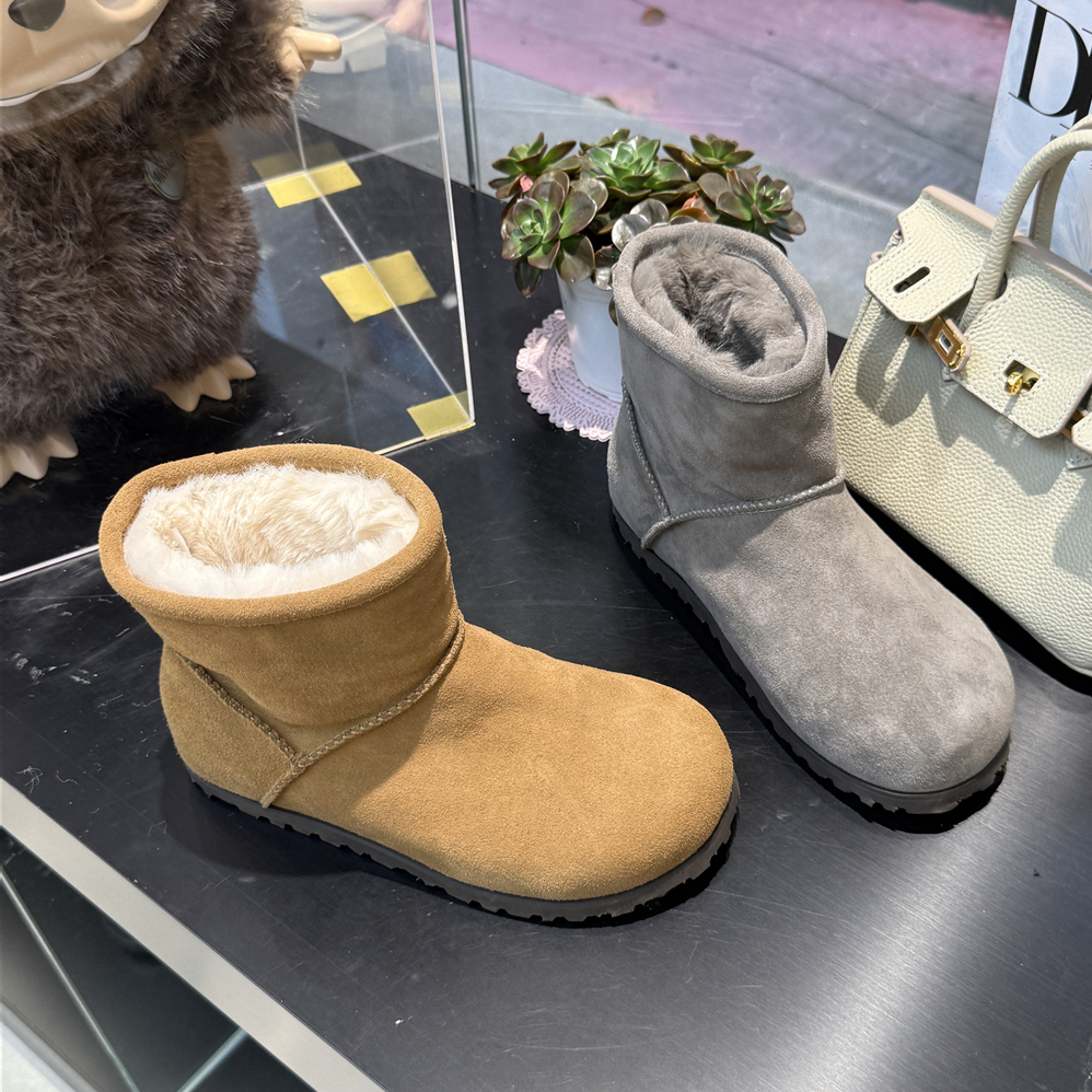 蝶澳~保暖毛毛雪地靴2025冬新款磨砂皮加绒加厚防水防滑72E5667