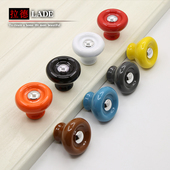 柜门拉手现代简约衣柜门把手轻奢橱柜鞋 柜抽屉圆形彩色单孔柜把手