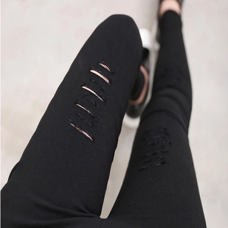 2018ÐÂ¿îÆÆ¶´¿ãÅ®´òµ×¿ãÍâ´©±¡¿î½ôÉíС½ÅǦ±ÊÏÔÊݺÚÉ«¾Å·Ö¿ã×ÓÏÄ