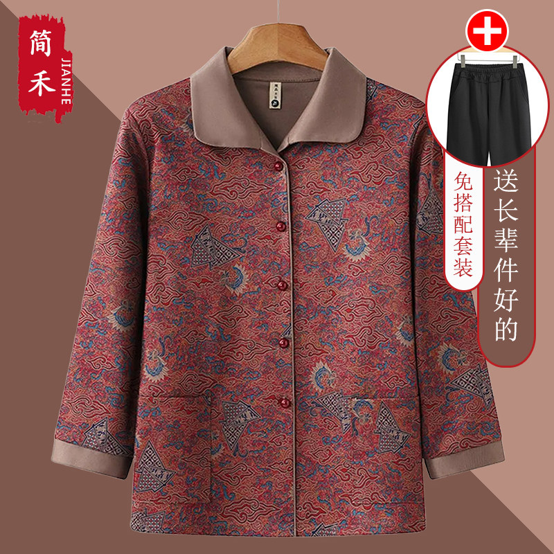 中老年奶奶装春季薄款大码衬衫图片