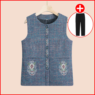 老太太春秋马甲坎肩奶奶内搭上衣服中老年人女装妈妈秋冬新款背心