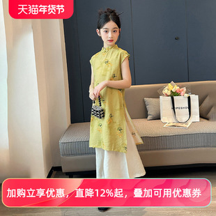 儿童旗袍新中式女童套装夏装2025新款小女孩大童汉服夏季国风夏款