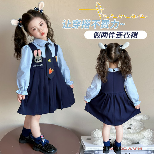 女童秋款兔子警官连衣裙