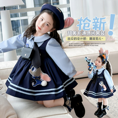 秋冬女童朱迪警官学院风公主裙