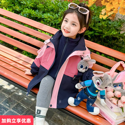 加厚秋冬款连帽卡通冲锋衣外套