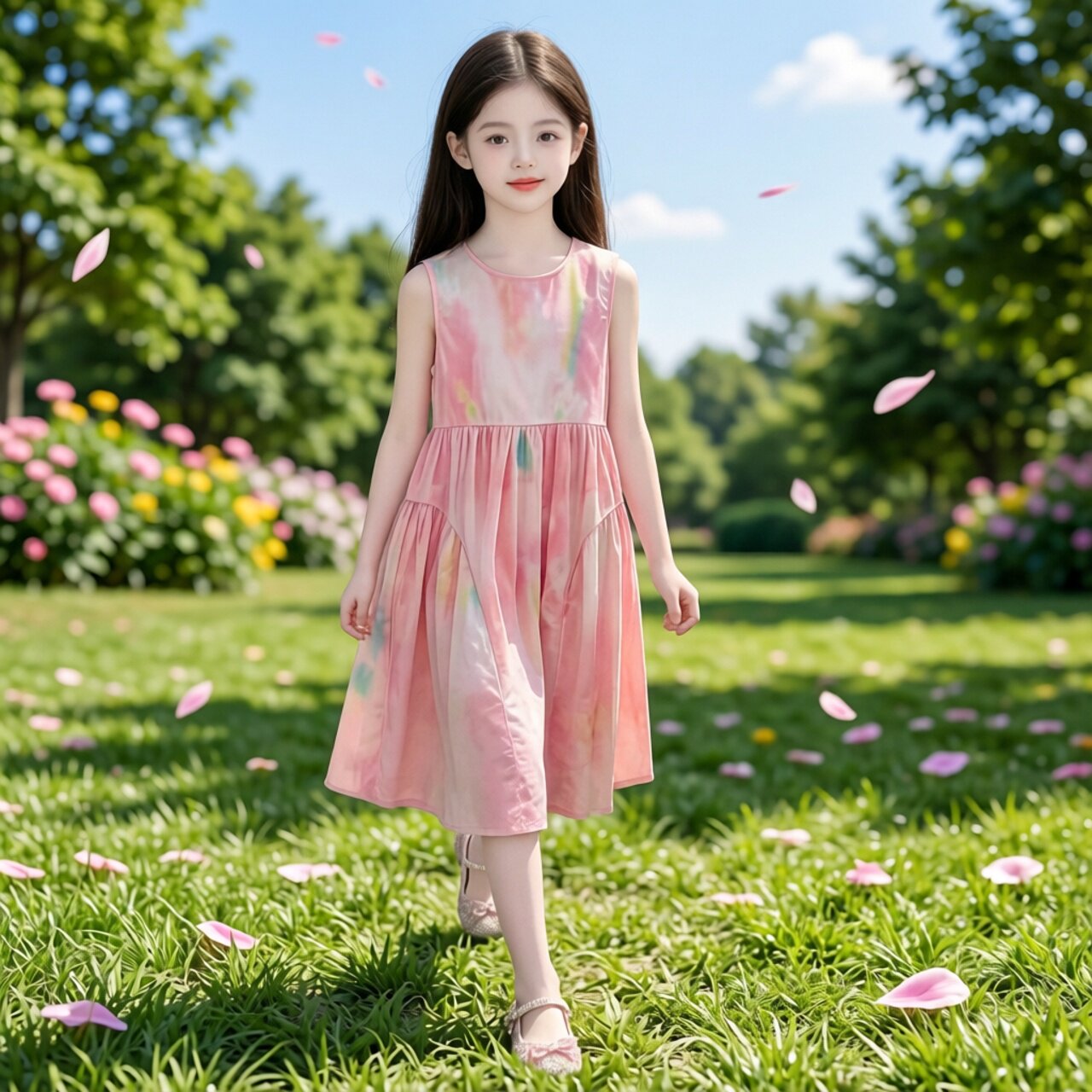女童夏季连衣裙2026新款儿童粉色公主棉布裙女孩海边度假沙滩裙子