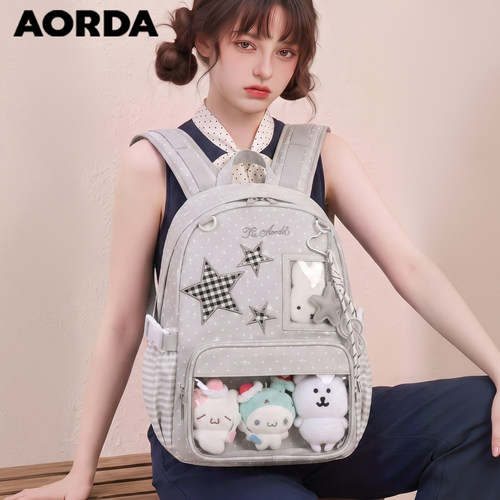 AORDA日常痛包波点双肩背包书包