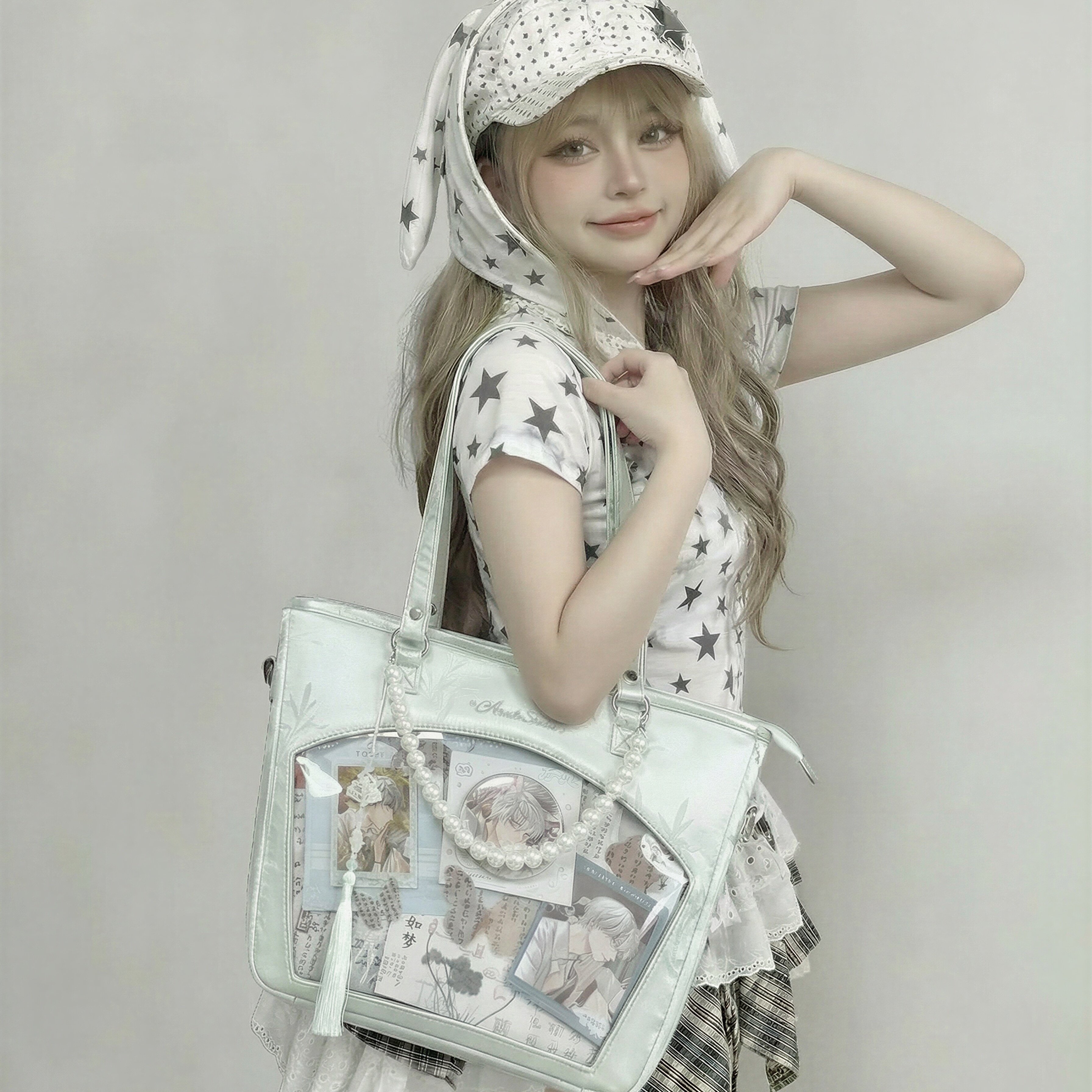 AORDA 高级感小食量单肩绿色痛包斜挎通勤外出吧唧透明娃包二次元,模玩/动漫/周边/娃圈三坑/桌游,娃包,淘宝优惠券,粉丝福利购,淘宝优惠卷