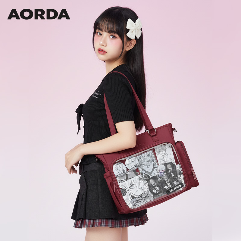 AORDA红色痛包日常单肩斜挎双肩