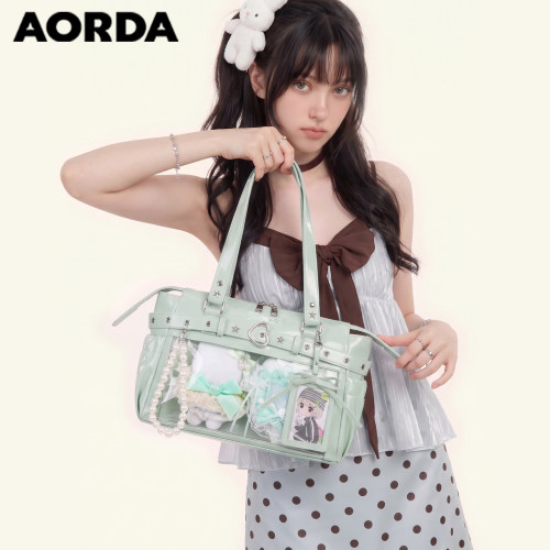 AORDA韩系皮质机车痛包可爱娃包