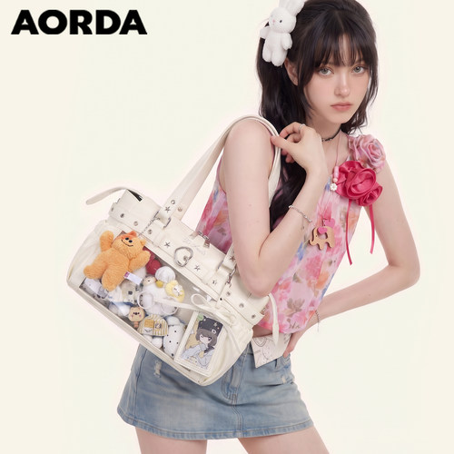 AORDA通勤皮质机车痛包透明娃包