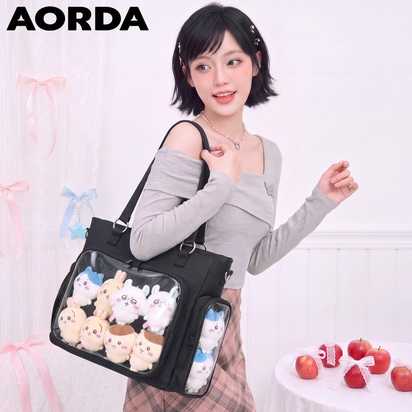 AORDA 新款双肩痛包单肩斜挎托特包牛马痛大容量日常通勤20cm娃包