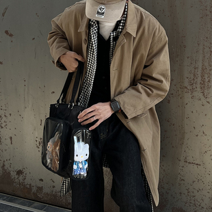 AORDA 透明隔层双肩包痛包学生党三用托特包手提包高颜值斜挎包男