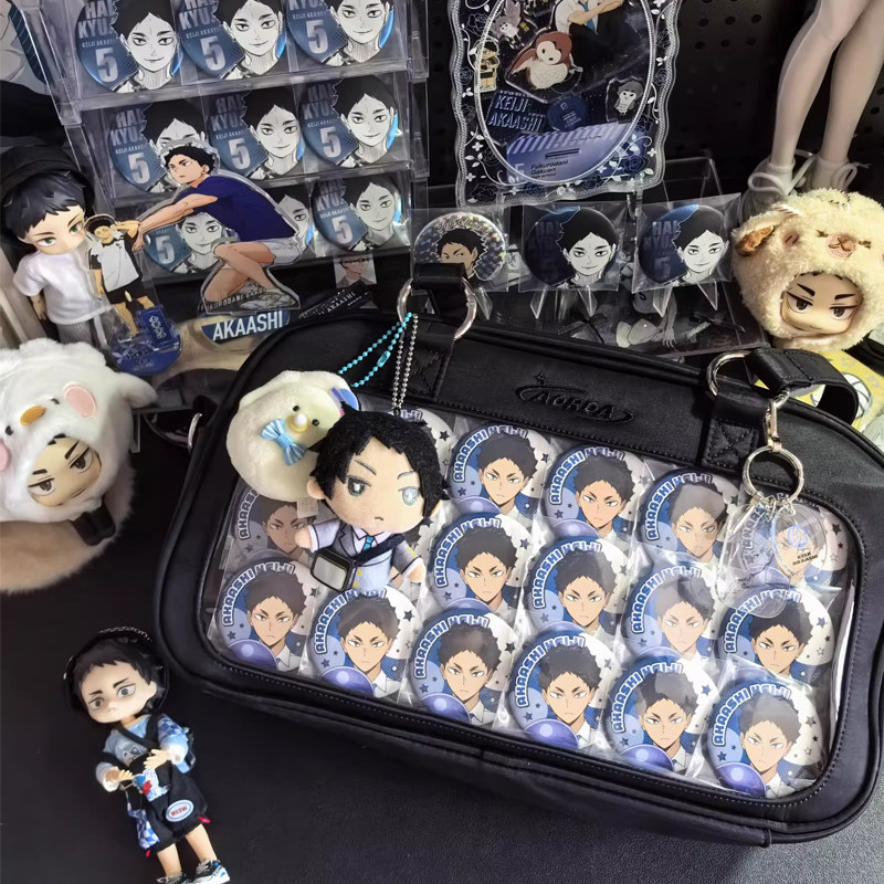 AORDA 小食量韩系黑色制服微痛包单肩斜挎外出高颜值10cm娃包吧唧