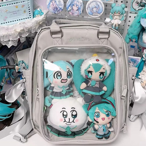 灰色痛包丝带小食量透明书包