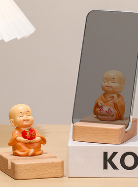 小和尚手机支架摆件办公桌面装饰