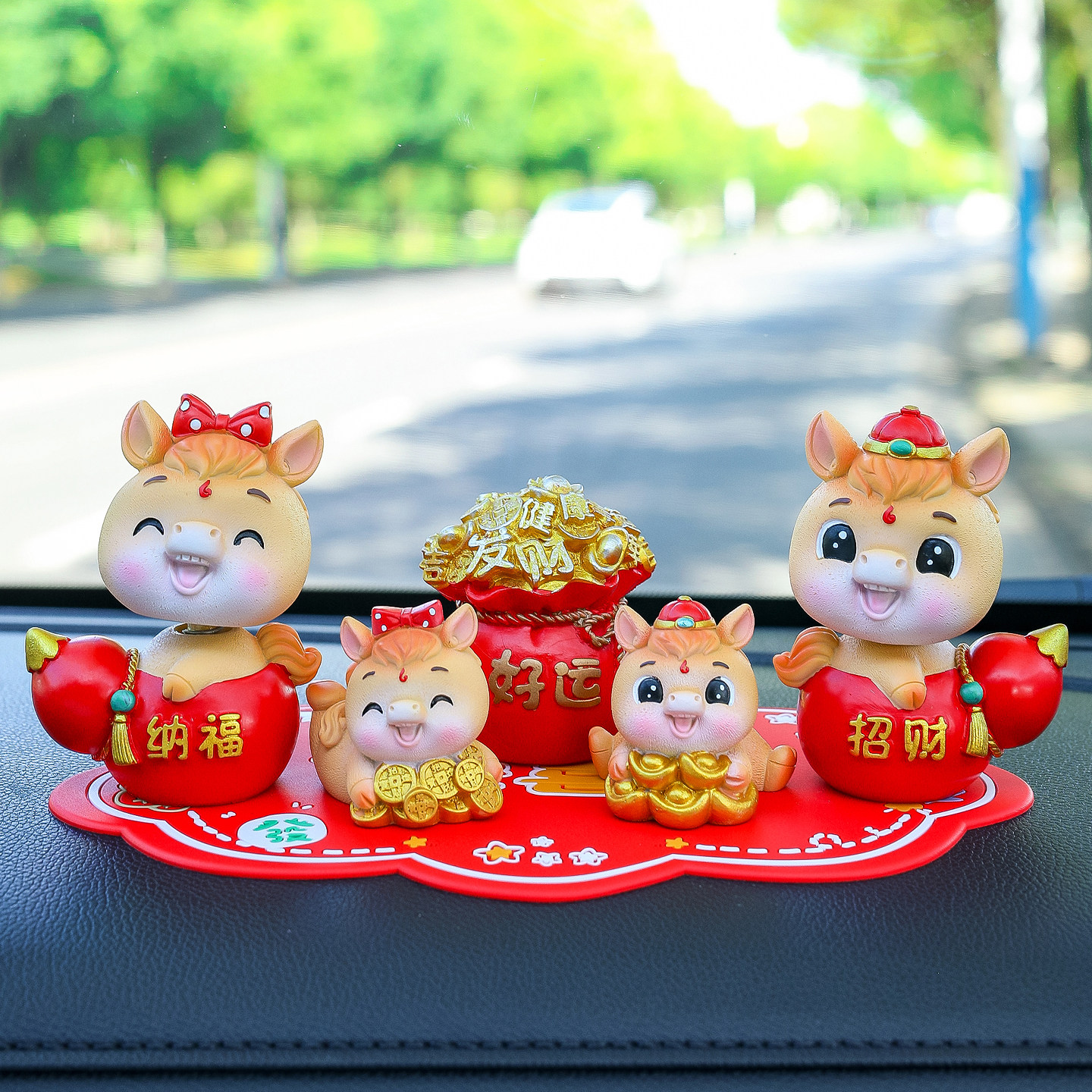 新中式国潮马汽车摆件创意车载装饰品车内中控台摆饰车饰新年礼物