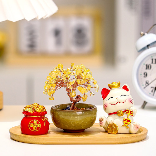 治愈系创意招财猫电视柜桌面摆件