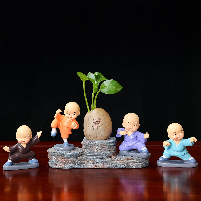 创意可爱家居卡通和尚摆件陶瓷水培小花瓶装饰品简约酒柜客厅摆设