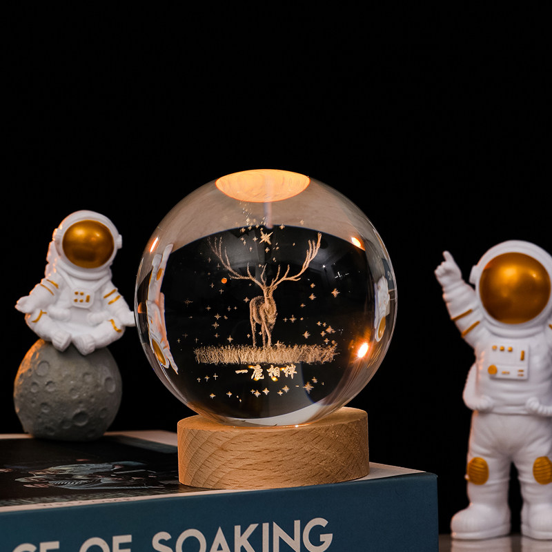 ins风网红发光水晶球摆件家居客厅治愈系小物件工艺摆设创意礼物