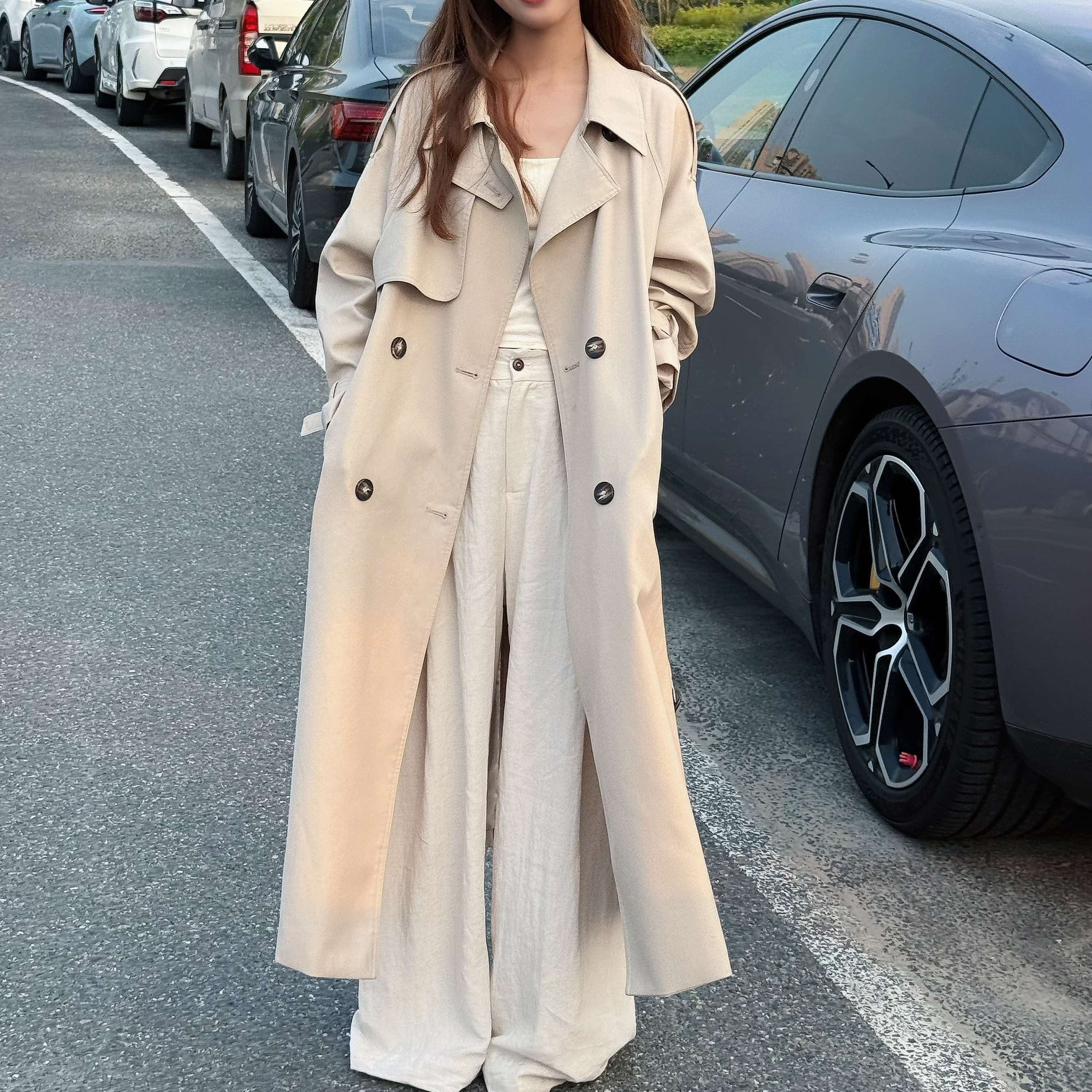 中长款过膝风衣女洋气百搭