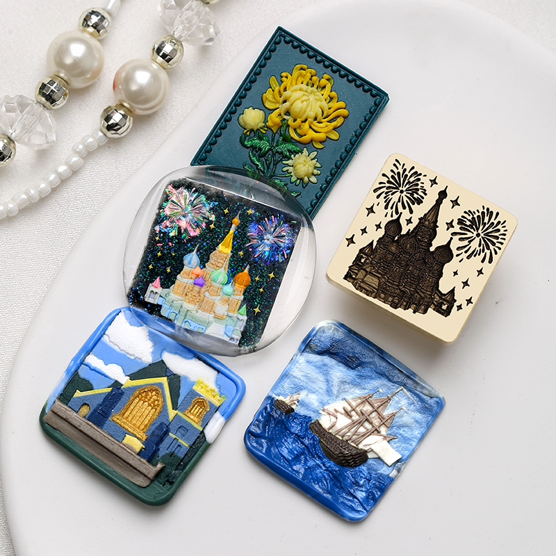 火漆印章铜头激光浮雕异形多层火漆蜡盖印花卉可爱ins风生日礼物